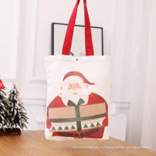Рождественские красные хлопковые холст сумки с ручкой